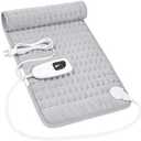 Heating Pad, Electric Heating Pads for Back, Neck, Abdomen, Fathers Day Dad Gifts, Moist Heating Pad for Shoulder, Knee, Arms, Legs, Dry/Moist Heat & Auto Shut Off, Birthday Gifts for Men (Light Gray, 24''×12'')