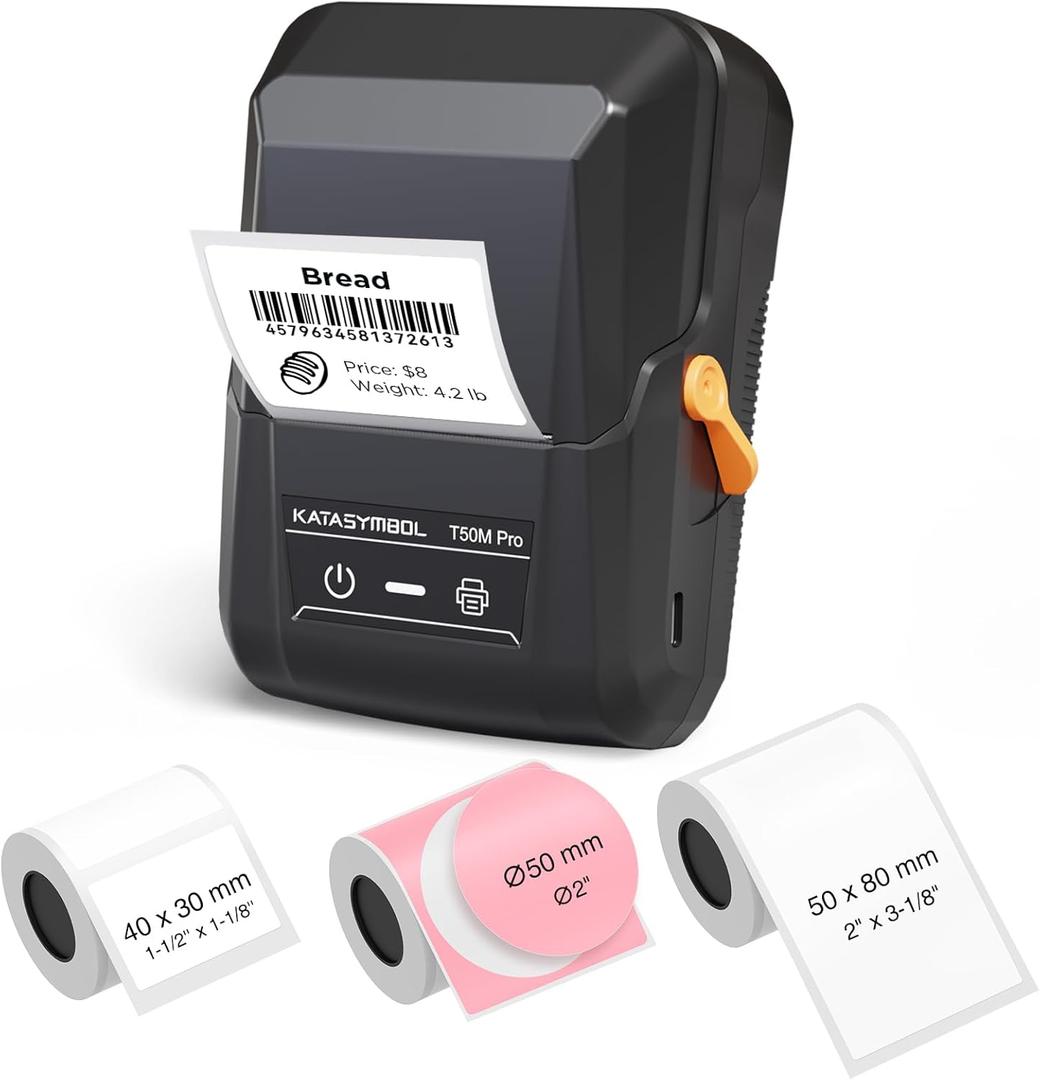 SUPVAN T50M Pro Bluetooth Label Maker Machine with 3 Tapes, Wide Waterproof Label, Versatile App with 30+ Fonts and 660+ Icons, Inkless Labeler for Home, Kitchen, School, Office Organization, Set 1, Black