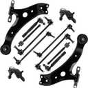 Front Lower Suspension Control Arm Kit w/Ball Joints Tie Rods + Sway Bar Fit for Toyota Camry (USA Built Models Only) 2007 2008 2009 2010 2011, Replace K620334, K620333, K500044, K500043, 12PCS