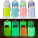 New Brothread 8 Colors Luminary Glow in The Dark Embroidery Machine Thread Kit 30WT 500M(550Y) Each Spool for Embroidery, Quilting, Sewing