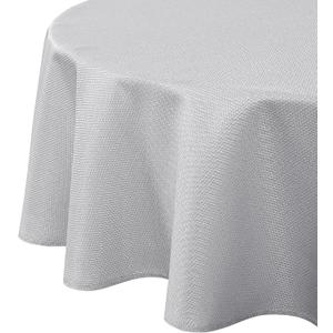 DWCN Round Textured Tablecloth Waterproof Antiwrinkle SpillProof Jacquard Table Cloth, Decorative Fabric Table Cover for Kitchen, Dining, Wedding, Parties, Outdoor Picnic,60R, Silver Grey