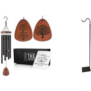 The Wind Chime CO Memorial Wind Chime, Wind Chime Gift for The Loss of A Loved One. Shepherd's Hook Floor Stand for Outdoor, Hnaging Plant. Bundle