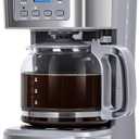 Taylor Swoden 12-Cup Programmable Coffee Maker, Regular & Strong Brew Drip Coffee Machine for Home and Office, Glass Carafe, Pause & Serve, Auto Shut Off, Gray & Stainless Steel