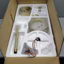 WINGBO 72 Inch DC Ceiling Fan with Lights and 3 Downrods, 5 Reversible Carved Wood Blades, 6-Speed Noiseless DC Motor, Large Ceiling Fan in Brass Finish with White Blades, ETL Listed