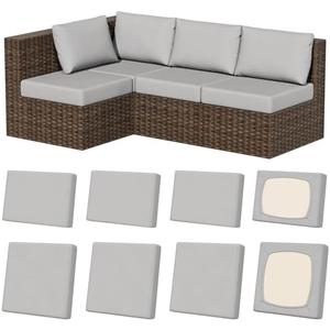 Vorshape 8Pcs Stretch Patio Cushion Covers, Outdoor Couch & Sofa Replacement Slipcovers for Patio Furniture Cushion Covers, Washable Reusable Furniture Protector