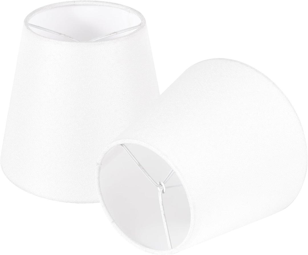 Small Lamp Shades Set of 2, White Clip On Lamp Shades for Table Lamps-4" Top x 5" Bottom x 6" High, Mini Barrel Fabric Lampshades for Table Chandeliers Sconce Wall Floor Lamp Replacement