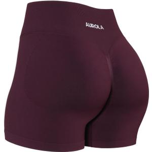 AUROLA Influence Workout Shorts for Women,2.5 3.5 4.5 5.5 6.5 No Roll Up Squat Proof Scrunch Seamless Compression Gym Short (Purple, M)