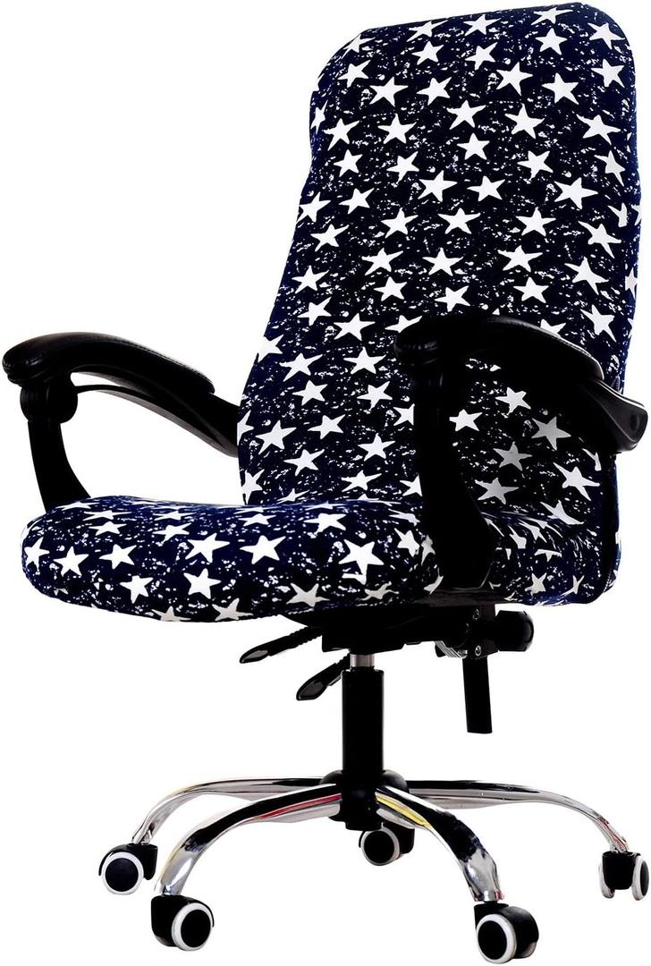 WOMACO Printed Office Chair Covers, Stretch Computer Chair Cover Universal Boss Chair Covers Modern Simplism Style High Back Chair Slipcover (Star, Large)