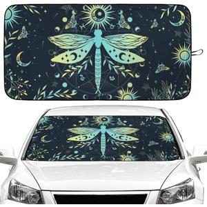 Dragonfly Car Windshield Sun Shade Foldable Sunshade Front Window Cover Sun Visor Protector Accessories (59x27.5 inches)