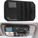 Car Visor Organizer with Zipper Multi-Pockets & Sunglass Holder Molle Car Sun Visor Organizer Universal Fit for Trucks, SUVs, Jeeps & Patrol Vehicles