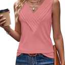 Womens Summer Tank Tops V Neck Sleeveless Loose Fit Summer Casual T-Shirts Blouses (XX-Large, Pink)