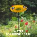 Birdbath and Feeder Set for Wild Birds, Outdoor Standing, Handmade Metal, Sunflower Design (Single Layer)