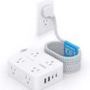 10 Ft Extension Cord with Multiple Outlets, HANYCONY Flat Plug Power Strip Surge Protector 10 Ft Long Cord, 8 Outlets 30W USB C Charger (2 USB C), Multi Plug Outlet for College Dorm Room Essentials (White(PD 30W))