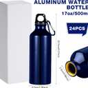 24 Pcs Aluminum Water Bottle 17oz Aluminum Reusable Bottles with Clips Sports Lightweight Water Multipack Easy Carry Leakproof Travel for Gym Hiking Cycling Sports Outdoor(Dark Blue)