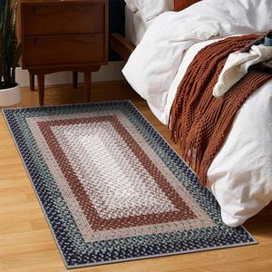 Entryway Area Rug 2x3 Small Rug Machine Washable Bedroom Area Rug Non Slip Bathroom Mat Stain Resistant Farmhouse Carpet Modern Rustic Rug for Living Room Dining Room, Olive/Brown