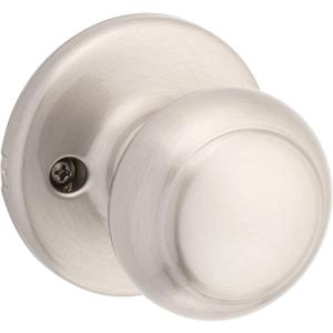 Kwikset Cove Dummy Door Knob, Single Sided Handle for Closets, French Double Doors, and Pantry, Satin Nickel Non-Turning Interior Push/Pull Door Knob, with Microban Protection (1 Pack)