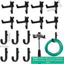 20 Pcs Storage Shed Tool Hooks Black Tool Hanger Compatible with Suncast Shed Accessories for Hanging Storage Shelves Organizer Accessories Parts Replacement Screws Brackets Ladders(J/v)