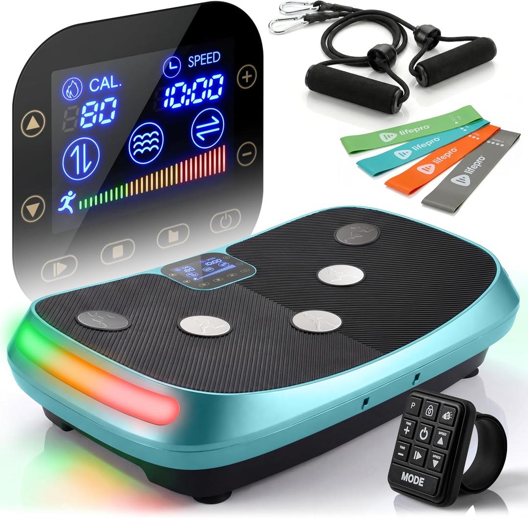 Lifepro Rumblex 4D Curved Vibration Plate Exercise Machine Triple Motor Vibrating Platform Machine with 7 Modes & 60 Speeds Full Body Vibration Plate for Lymphatic Drainage & at Home Workout