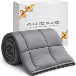 Smart Queen Weighted Blanket 15lbs (48x72,Grey) Twin Size Soft Cooling Heavy Blanket for Sleeping, Breathable All Season Comfort with Premium Glass Beads,Machine Washable