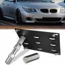 Front Bumper Tow Hook License Plate Relocator Compatible with BMW 06-10 5-Series E60 525i 530i 535i M5, 04-10 6-Series E63 E64, 95-98 E36 3-Series, 06-08 Z4, Fits Mini Cooper R56 R57 R58 R59
