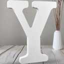 AOCEAN 12 Inch White Big Wood Letters Unfinished Wooden Letters for Wall Decor Decorative Standing Letters Slices Sign Board Decoration for Craft Home Party Projects (Y)