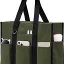 Becokan Large Tote Bag for Women Waterproof with 12 Pockets Top Zipper Closure Utility Teacher Nurse Bags for Work School