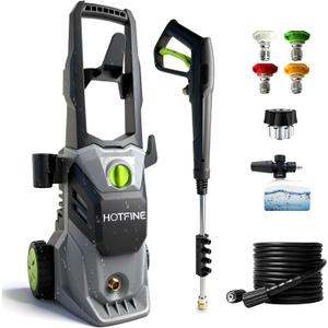 High Pressure Washer with Foam Cannon - Home Power Washer for Cars, Driveway, Patios & Decks (Light Gray.)