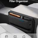 2 Pack Car Seat Gap Filler, Leather Seat Gap Organizer with Sun Visor Organizer, Front Seat Storage for Phone, Sunglasses, Cards and Keys, Fits Most Cars SUVs and Trucks