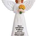 Retirement Gift for Woman, Happy Retirement Gifts for Women Teacher Nurse Friend Coworker, 7 Angel Figurine for Retirement Party Decorations (Yellow Tulip Retired Angel)