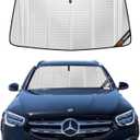 Windshield Sun Shade for Mercedes-Benz GLC 2016-2022. Full Coverage Rearview Mirror Shade for Ultimate Protection (Shiny Silver (Upgrade))