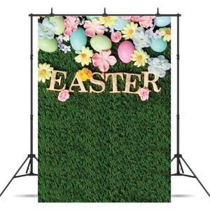 6x9ft Easter Backdrop Happy Easter Backdrops Easter Green Grass Colorful Eggs Backdrop Easter Party Decorations Banner (6x8ft)