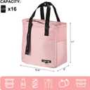 PATIKIL Insulated Lunch Bag Reusable Large Lunch Bag for Women & Men Thermal Lunch Box Leakproof Cooler Tote Bag with Side Pockets for Adults Picnic Office Work, Pink (10.6"x6"x11")