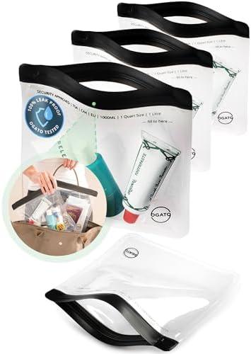 Ogato 3pcs - Clear TSA Approved Toiletry Bag - Our Quart Size Clear Toiletry Bags are Security Approved Worldwide for Liquids & Cosmetics - 100% 3-1-1 Compliant Travel Bags for Toiletries