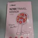 LitBear Travel Makeup Mirror with Lights, Rechargeable Double-Sided 10X/1X Magnifying Mirror, Portable Lighted Beauty Mirror, 3 Color Lighting, Dimmable Touch Screen, Tabletop Handhold Hanging (White)