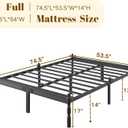 Heavy Duty Full Size Bed Frame with Storage & Mattress Stopper, Platform Metal Bed Frame - No Box Spring Needed, Easy Assembly, Noise Free & Anti-Slip, Black