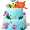 Under the Sea Cake Decorations 39 PCS - Ocean Animals Cake Topper Birthday Cake Decorations for Sea Ocean Theme Baby Shower Birthday Party Supplies