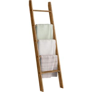 VASAGLE Blanket Ladder Decorative Farmhouse for The Living Room, 5-Tier Ladder Shelf, Ladder Rack for Storage and Decor, Honey Brown ULLS018K41