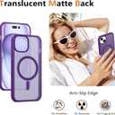 Magnetic for iPhone 15 Case [Compatible with MagSafe] with 2X Screen Protector, Military-Grade Slim Shockproof Phone Cover Translucent Anti-Fingerprint Anti-Scratch for iPhone 15 6.1'', Purple