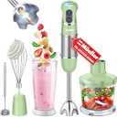 Mueller Multistick 800W 5-in-1 Immersion Blender Handheld, 12 Speed Hand Mixer - Turbo Boost, Heaviest Duty Copper Motor, Titanium Blades Hand Blender, Milk Frother Wand, Green Kitchen Accessories, Sage Green