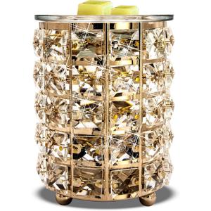 Wrought Iron Crystal Wax Melt Warmer Electric Oil Burner Wax Melt for Home, Kitchen, Living Room, Bedroom, SPA(Golden)