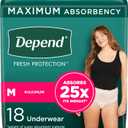 Depend Fresh Protection Adult Incontinence & Postpartum Bladder Leak Underwear for Women, Disposable, Maximum, Medium, Blush, 18 Count, Packaging May Vary