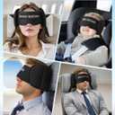 Travel Pillows for Airplanes, Airplane Pillow for Long Flights Sleeping Travel, Airplane Head Strap with Eye Mask 360 Support Headrest for Plane Road Trip Sleep, Stop BobbleheadBlack