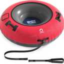 QPAU Snow Tube with Premium Canvas Cover for Kids and Adults, 48'' Inflatable Heavy Duty Snow Tube Made by Thickened Bottom, Sled Winter Outdoor Fun Toys for Children Boys Girls (Red)