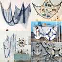 Large Fish Net Decorations for Party, Natural Cotton Hawaiian Party Fishing Net Wall Clip Photo Holders, Fishnet Under Sea Pirate Ocean Nautical Themed Beach Decor DIY, 79"x158" inch, Blue