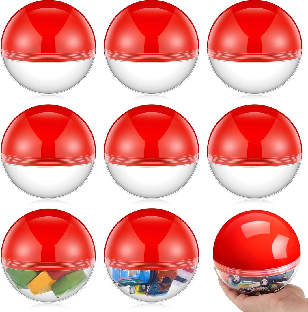 Arrowbash 16 Pcs Cartoon Ball Animation Empty Round Capsule Vending Machine Capsules with Clear Top Adult Birthday Gifts Stuffers DIY Craft Supplies Cartoon Multi-item Party Favors (4 Inch)