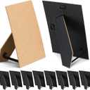 Briwooody 10 Pcs Black Easel Back for Picture Frame 5 x 7 Inch DIY Backing Board with 2 Metal Hinged Hangers for Photo Frames Tile Art Tabletop Wall Mounting, Vertical or Horizontal