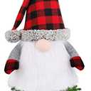 D-FantiX Gnome Christmas Tree Topper, Tomte Gnome Christmas Ornaments Santa Gnomes Plush Scandinavian Christmas Decorations Holiday Home Décor with Plaid Hat