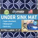 Drymate Premium XL Under Sink Mat, Waterproof Cabinet Protection Mats for Kitchen & Bathroom, Absorbent Shelf Liners, Slip-Resistant, Non-Adhesive, Machine Washable (USA Made)(24x59)(Indigo)