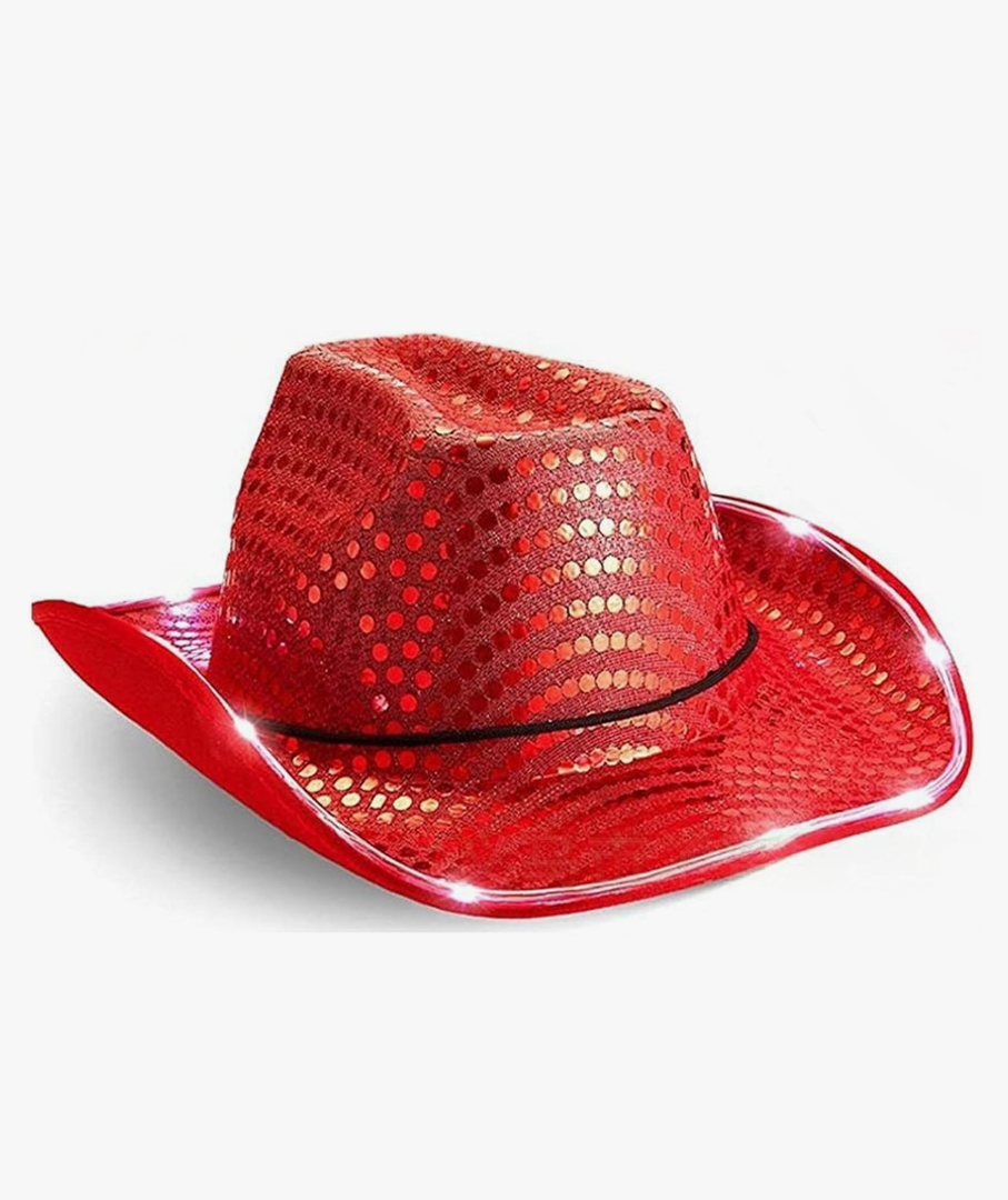 5 PCs Shiny Sequin Light Up Cowboy Hat Flashing Western Cowgirl Hat Vintage Dance Ball Disco Jazz Hats Party Costume for Men Women