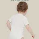 PurComfy Supersoft Short Sleeve Baby Bodysuits, Premium Bamboo Rayon Bodysuit Unisex Boy Girl (18-24 Months, Cream (6-pack))